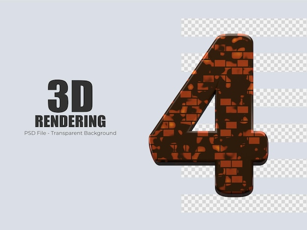 PSD 3d-rendering nummer 4 isoliert