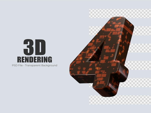 PSD 3d-rendering nummer 4 isoliert