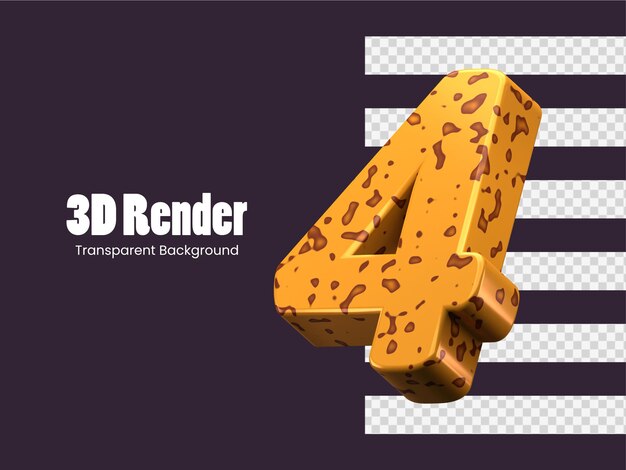 PSD 3d-rendering nummer 4 isoliert