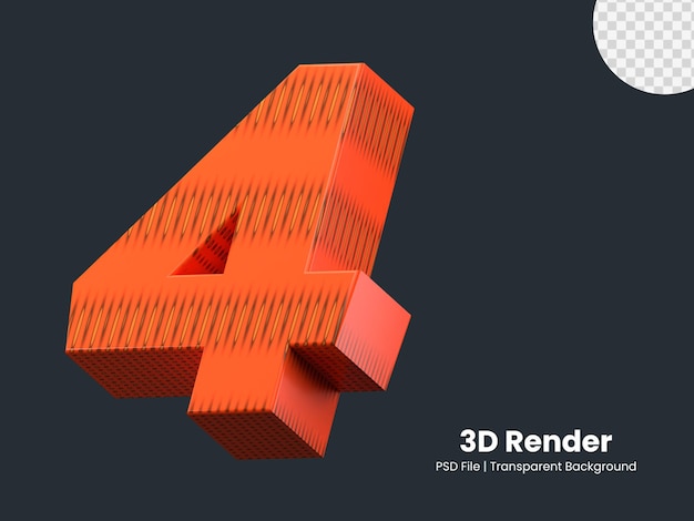 PSD 3d-rendering nummer 4 isoliert