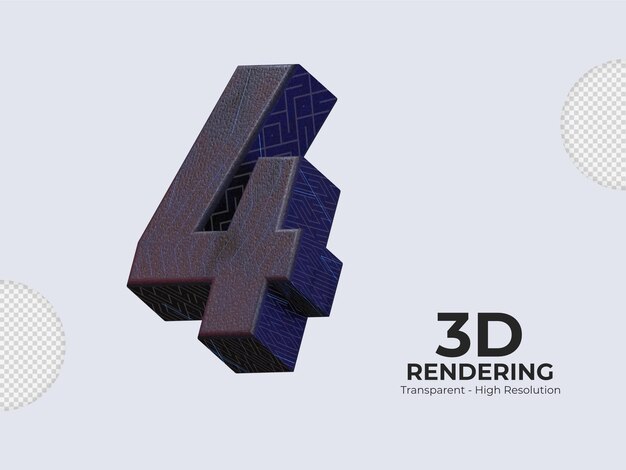 PSD 3d-rendering nummer 4 isoliert