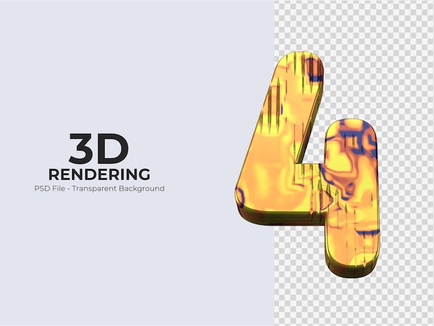 PSD 3d-rendering nummer 4 isoliert