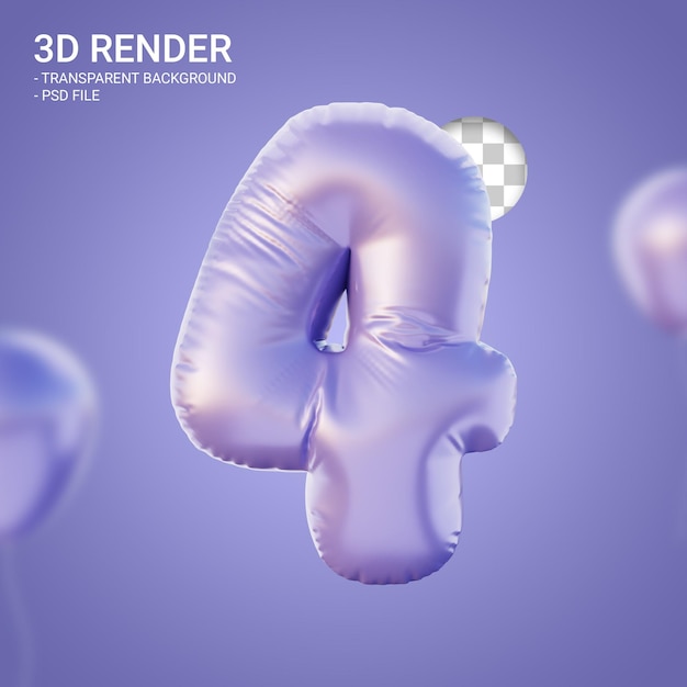 PSD 3d-rendering nummer 4 sehr peri violette farbe