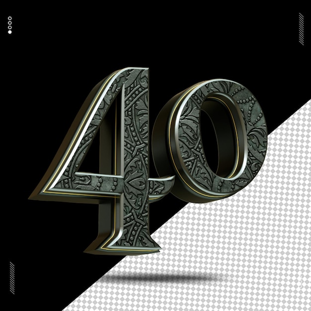 3D-Rendering Nummer 40 Schriftart mittelalterlich