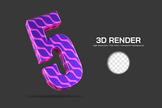 3D-Rendering Nummer 5 isoliert