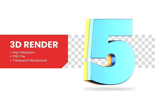 3D-Rendering Nummer 5 isoliert