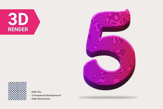 3D-Rendering Nummer 5 isoliert