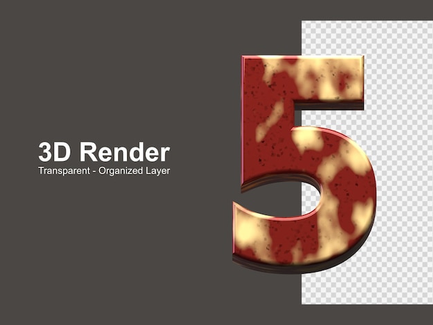 3d-rendering nummer 5 isoliert