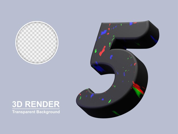 PSD 3d-rendering nummer 5 isoliert