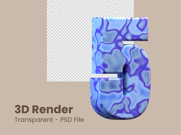 3d-rendering nummer 5 isoliert