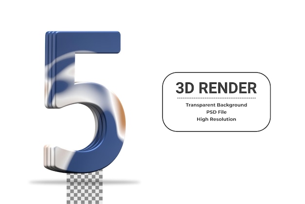 3D-Rendering Nummer 5 isoliert
