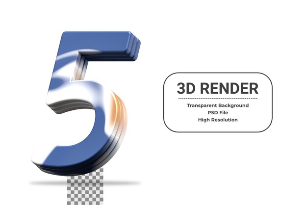 3D-Rendering Nummer 5 isoliert
