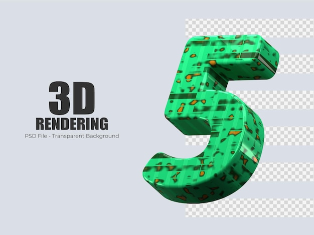 PSD 3d-rendering nummer 5 isoliert