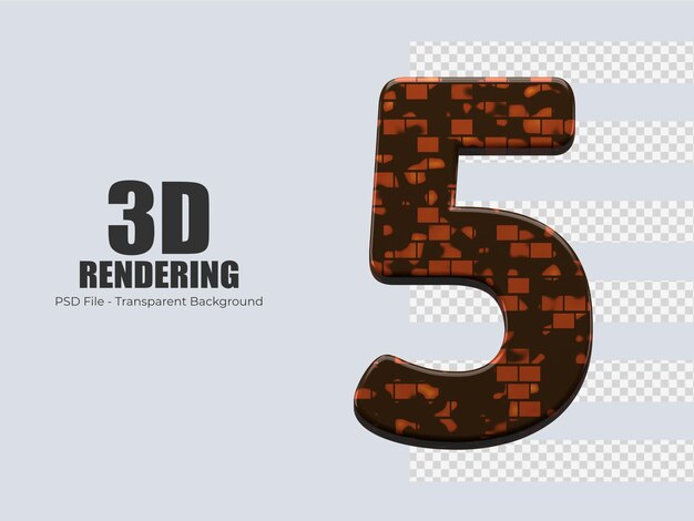 3D-Rendering Nummer 5 isoliert