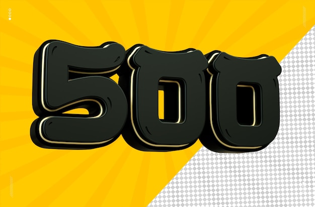 3D-Rendering Nummer 500 Schriftart schwarz japanisch