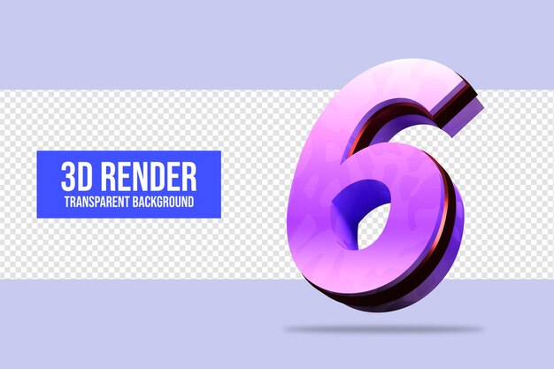 3D-Rendering Nummer 6 isoliert