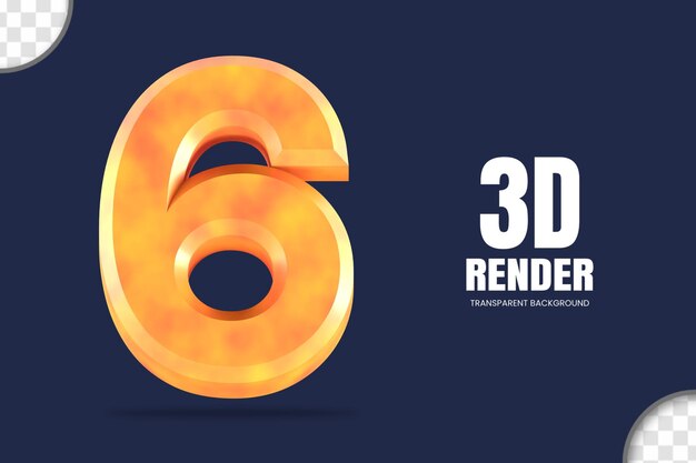 3D-Rendering Nummer 6 isoliert