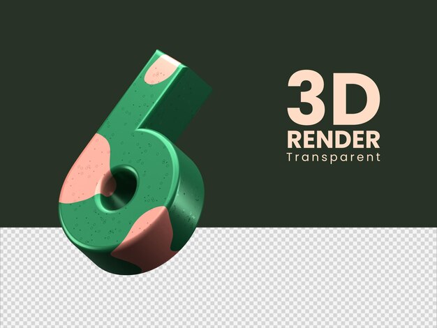 3d-rendering nummer 6 isoliert