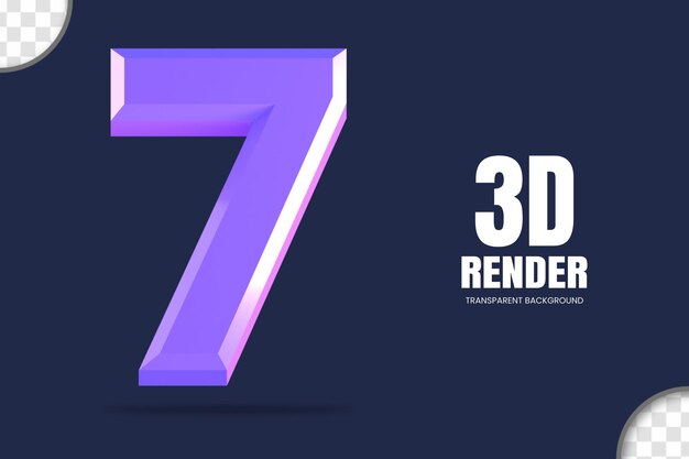 PSD 3d-rendering nummer 7 isoliert