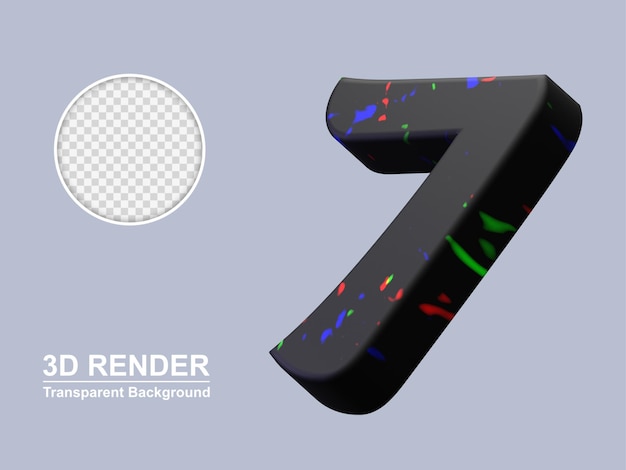 PSD 3d-rendering nummer 7 isoliert