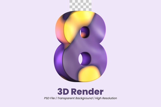 3D-Rendering Nummer 8 isoliert