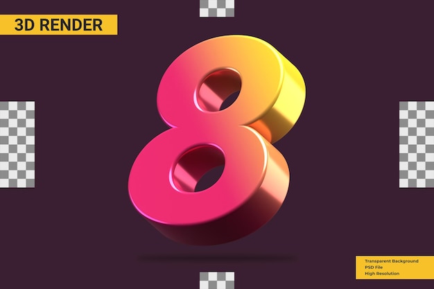 3D-Rendering Nummer 8 isoliert