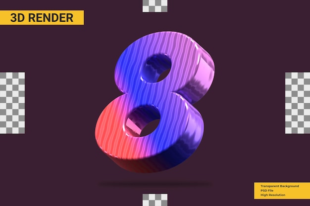 3D-Rendering Nummer 8 isoliert