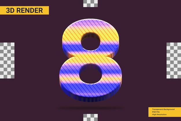 3D-Rendering Nummer 8 isoliert