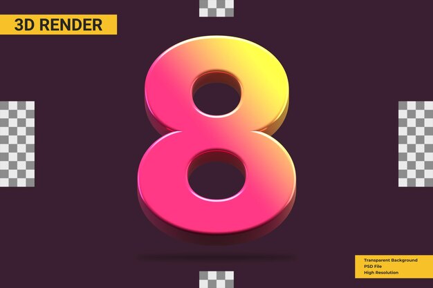 3D-Rendering Nummer 8 isoliert