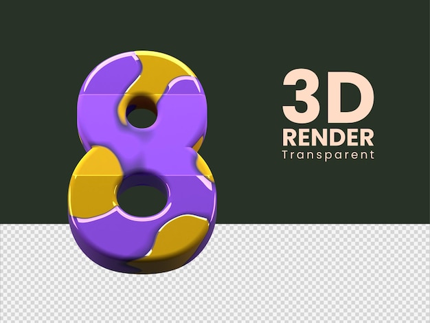 3d-rendering nummer 8 isoliert