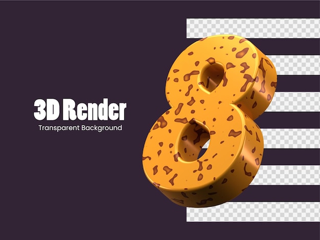 PSD 3d-rendering nummer 8 isoliert