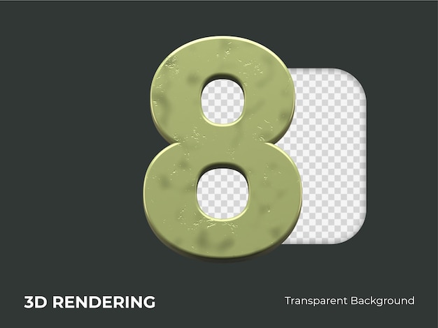 PSD 3d-rendering nummer 8 isoliert