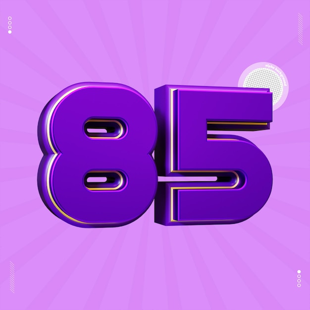 3D-Rendering Nummer 85 Schriftart lila