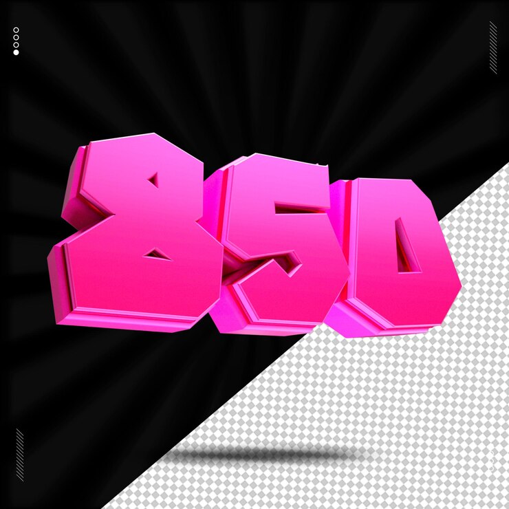 PSD 3d-rendering nummer 850 schriftart rosa