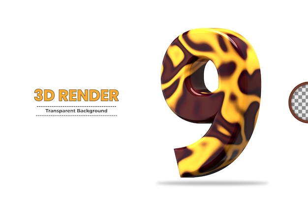 3D-Rendering Nummer 9 isoliert