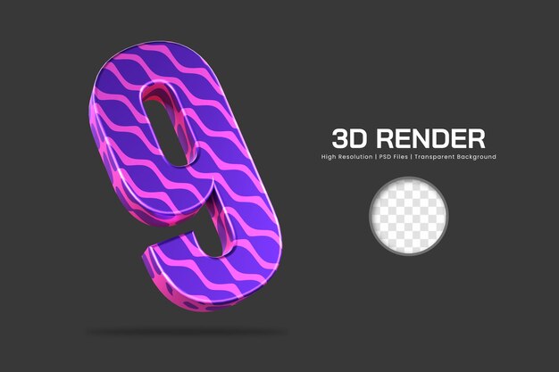 3D-Rendering Nummer 9 isoliert