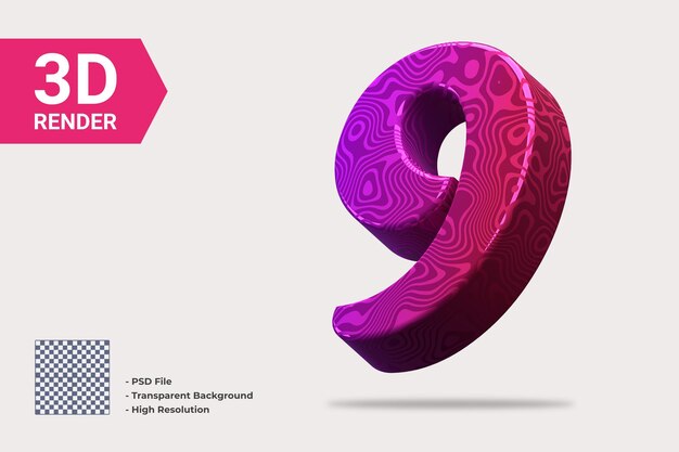 3D-Rendering Nummer 9 isoliert