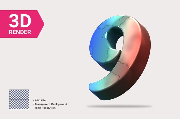 3D-Rendering Nummer 9 isoliert