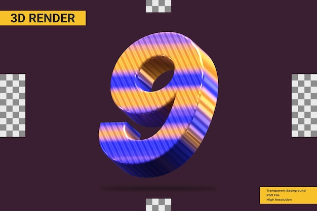 3D-Rendering Nummer 9 isoliert
