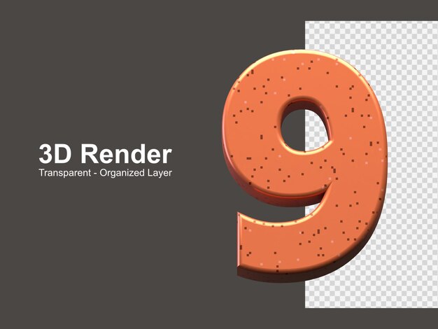 3d-rendering nummer 9 isoliert