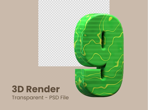 3d-rendering nummer 9 isoliert