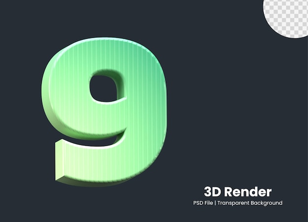 PSD 3d-rendering nummer 9 isoliert