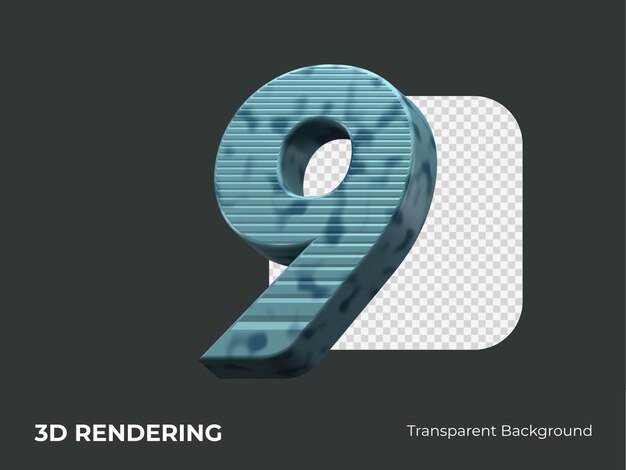 PSD 3d-rendering nummer 9 isoliert