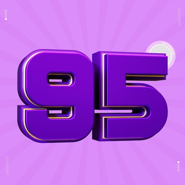 3D-Rendering Nummer 95 Schriftart lila