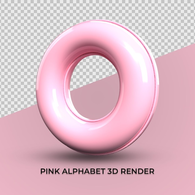 PSD 3d-rendering o alphabet rosa kunststoff süß