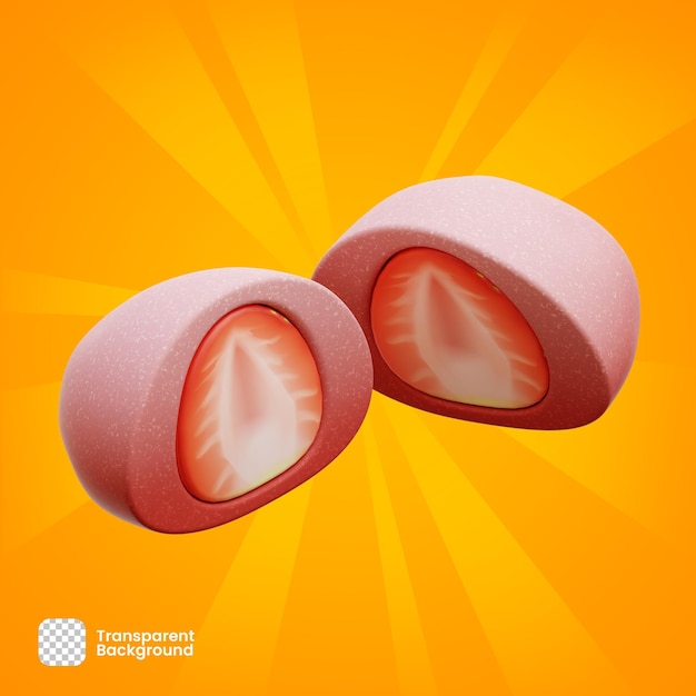 3d-rendering-objekt japanische erdbeere mochi png transparent premium psd premium psd