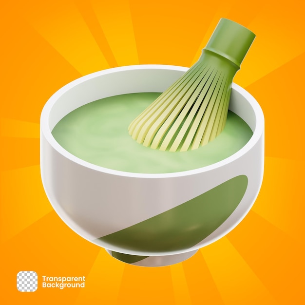 3D-Rendering-Objekt Japanischer grüner Tee in der Tasse PNG Transparent Premium PSD Premium Psd