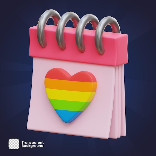 3d-rendering-objekt lgbtq-tageskalender png transparent premium psd