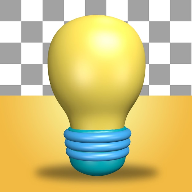 3d-rendering-objektsymbol des symbols der gelben energieglühbirne idee