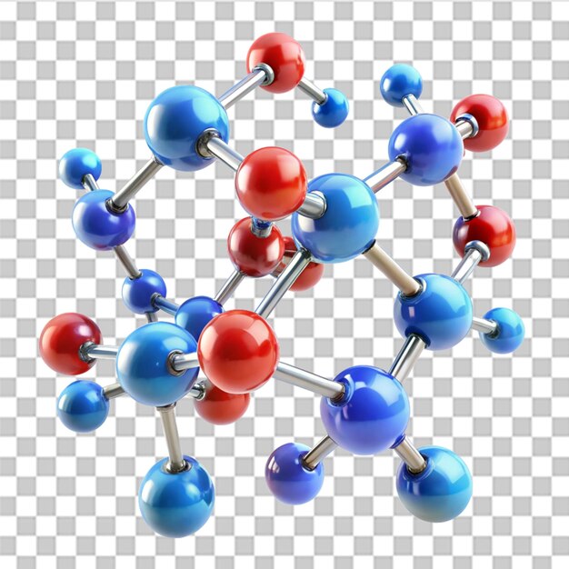 3D rendering of a chemical molecule structure isolated on transparent background